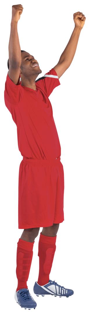 Transparent Football Player Cheering in Celebration Red Uniform