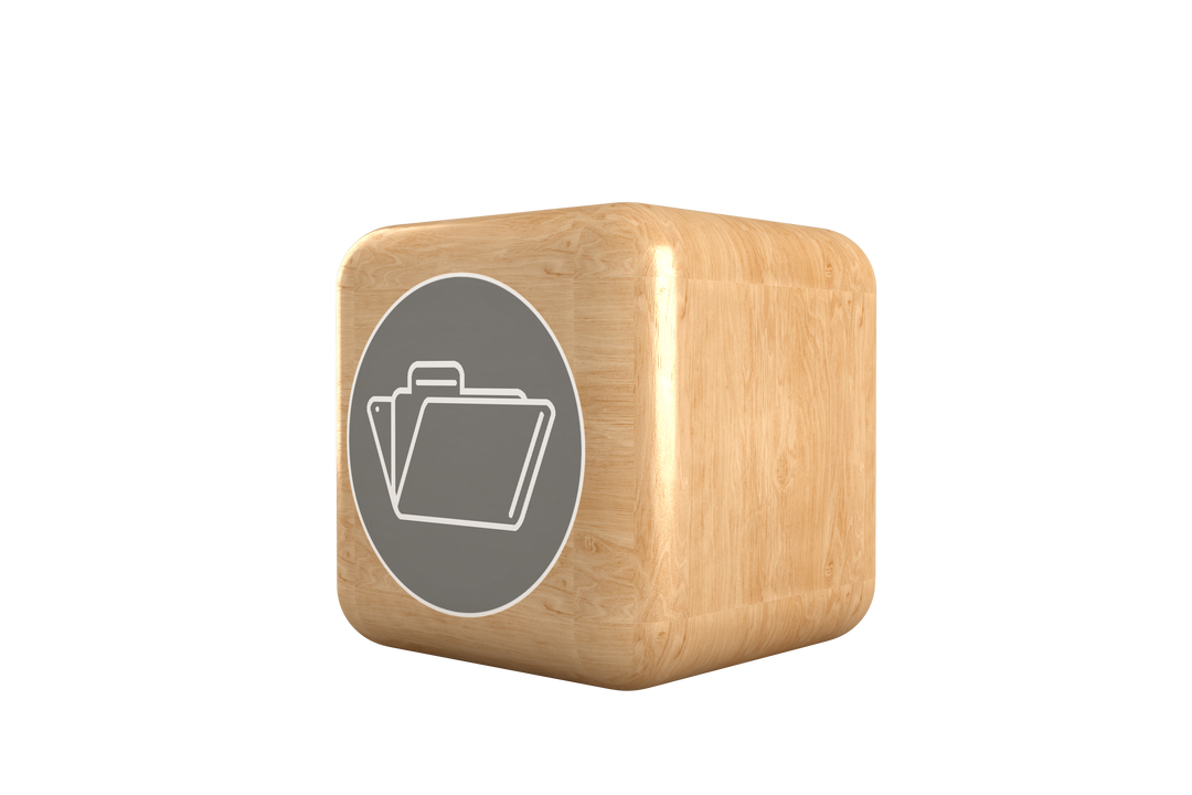 Transparent Wooden Cube With Folder Icon on Transparent Background Illustration - Download Free Stock Images Pikwizard.com