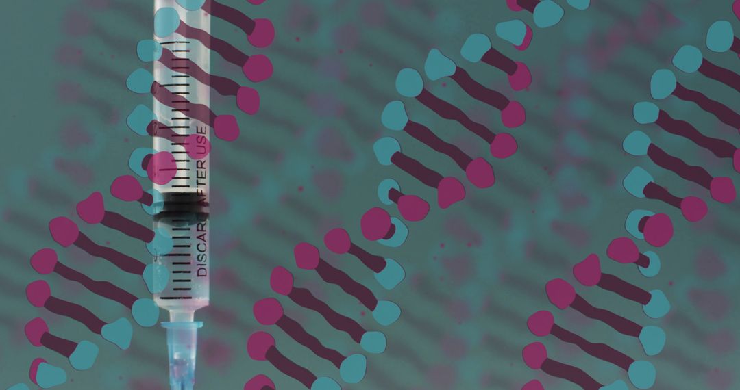 DNA Helix and Syringe Representing Genetic Research