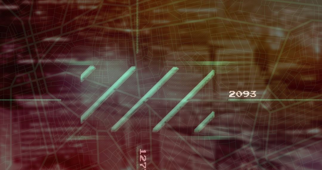 Digital Data Processing Overlaid on Urban Map with Numbers