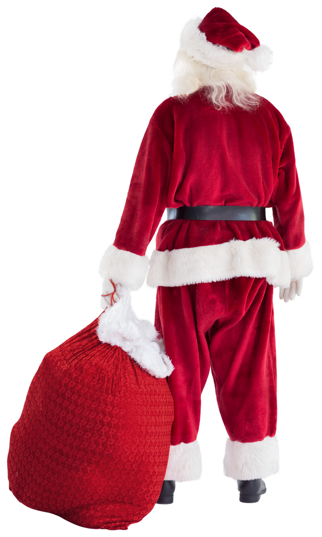 Transparent Santa Claus Carrying Sack of Gifts Back View - Download Free Stock Images Pikwizard.com