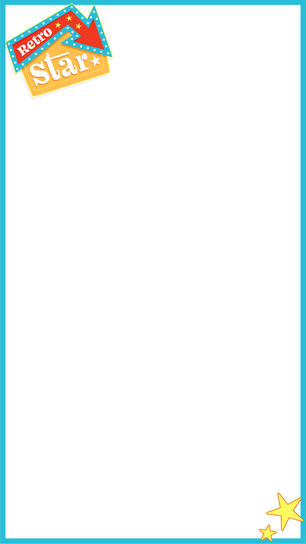 Retro Star Marquee Frame with Arrows and Bulbs, Transparent Background