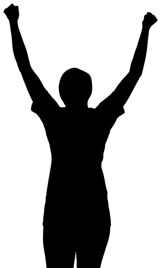 Silhouette of Woman with Arms Raised in Celebration