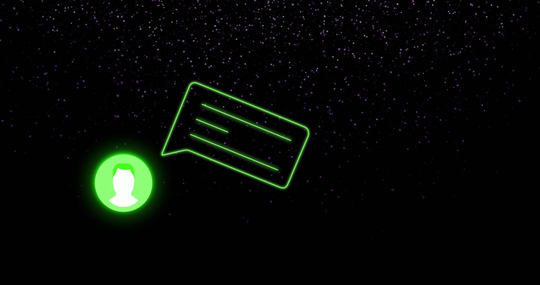 Digital Chat Bubble and User Icon Against Starry Backdrop