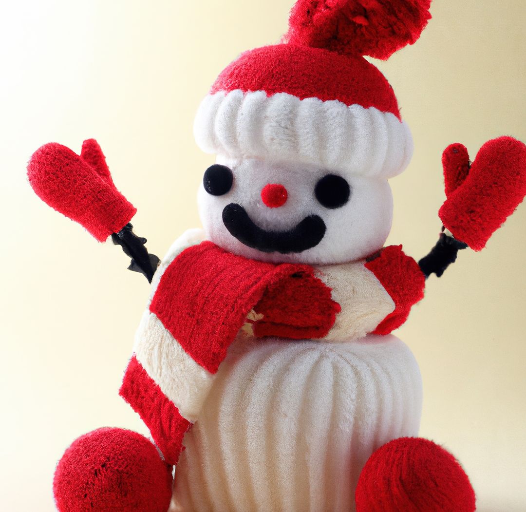 Cute Snowman Decorated with Red and White Winter Clothing - Free Images, Stock Photos and Pictures on Pikwizard.com