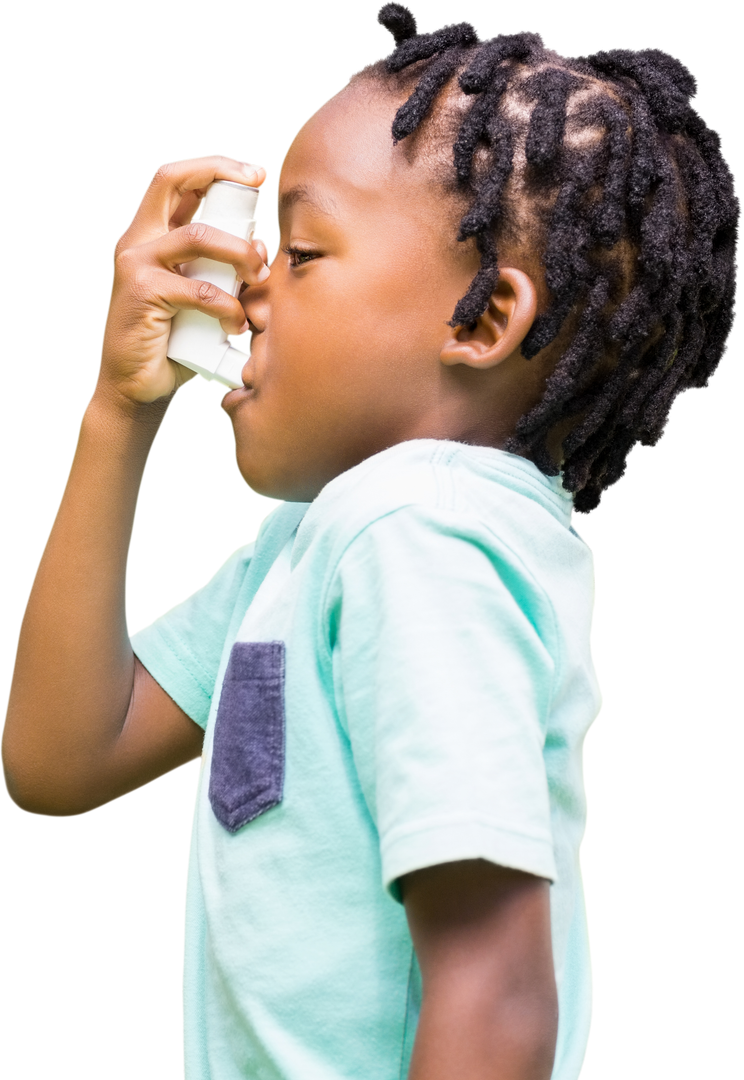 Side View of Boy Using Transparent Asthma Inhaler - Download Free Stock Images Pikwizard.com