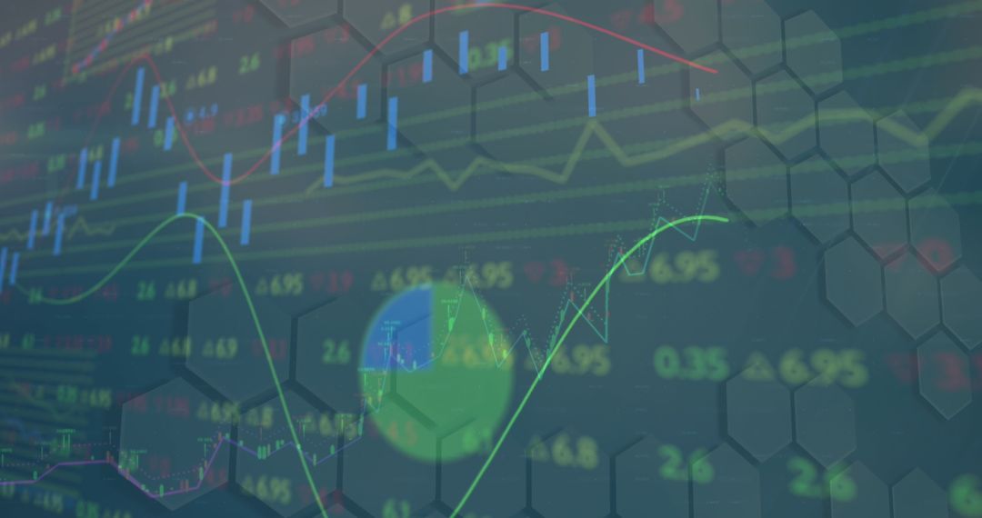 Abstract Financial Data and Graph Interface Overlay Background