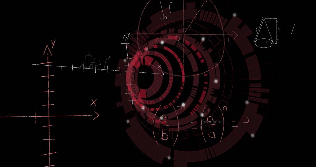 Futuristic Interface with Mathematical Equations and Scanning Effects