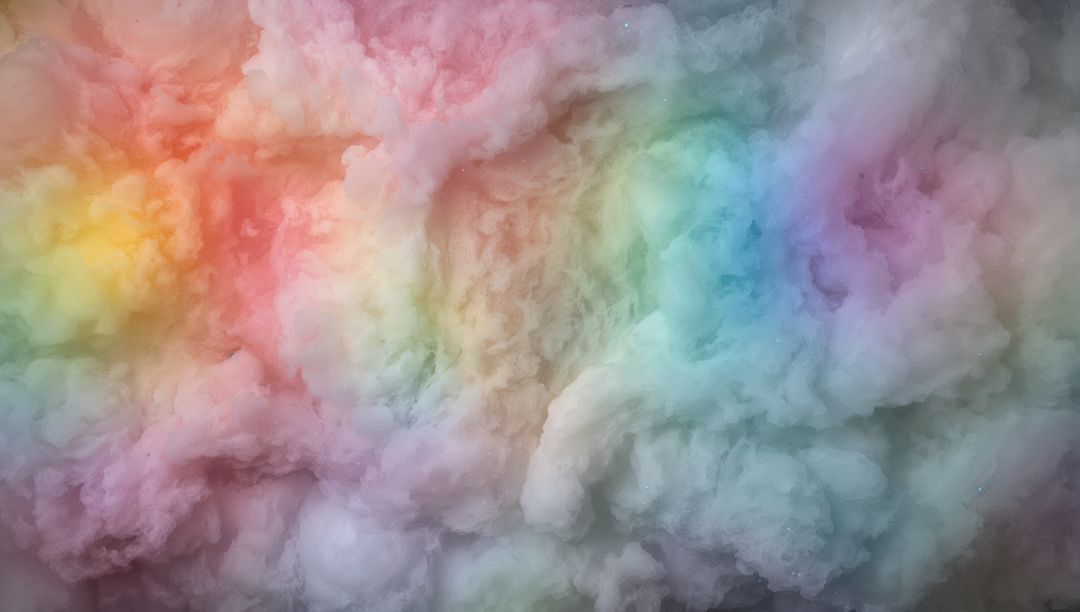 Swirling Pastel Cotton Clouds Creating Dreamy Gradient Volumetric Texture Background