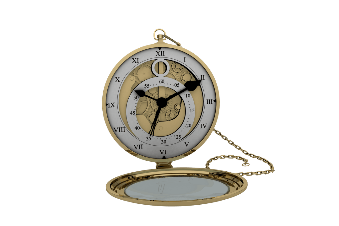 Vintage Transparent Pocket Watch with Mirror and Roman Numerals
