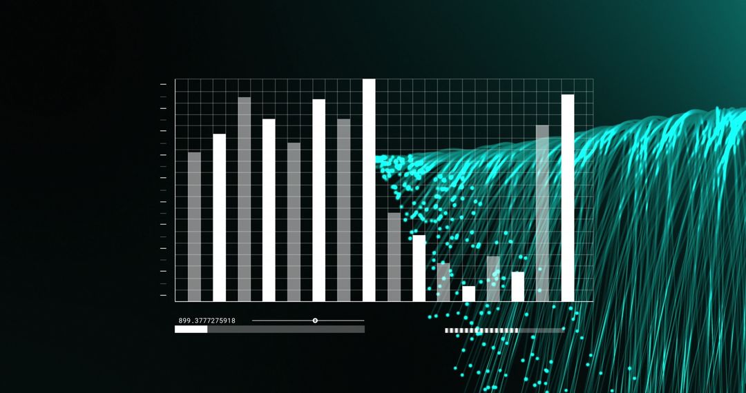 Futuristic Graph with Digital Data and Green Light Trails