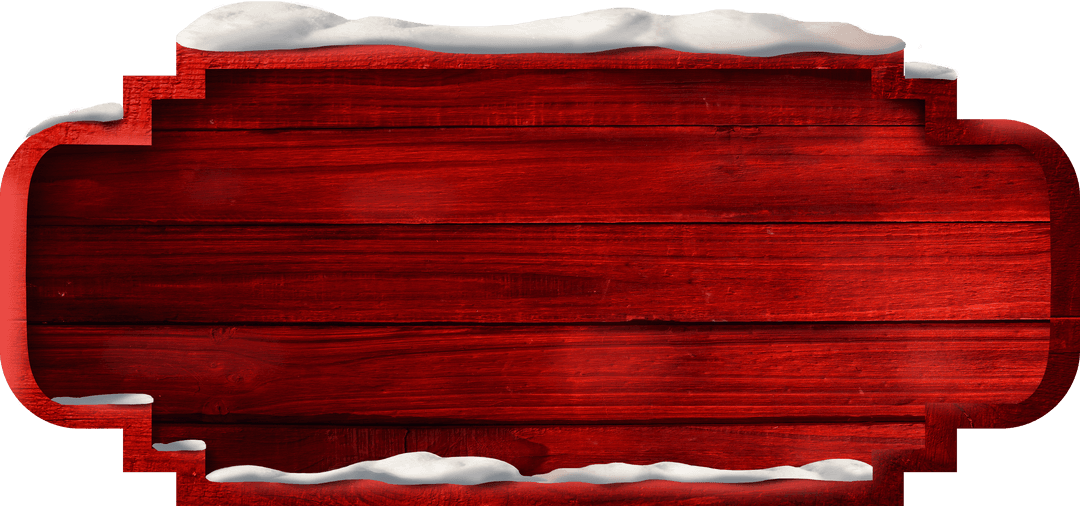 Transparent Red Wooden Sign With Snow Details for Festive Designs
