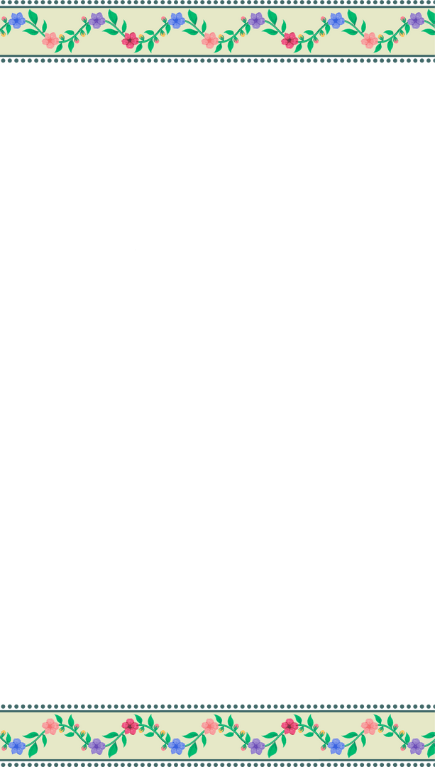 Transparent Floral Border with Teal Panel and Beige Vine Designs