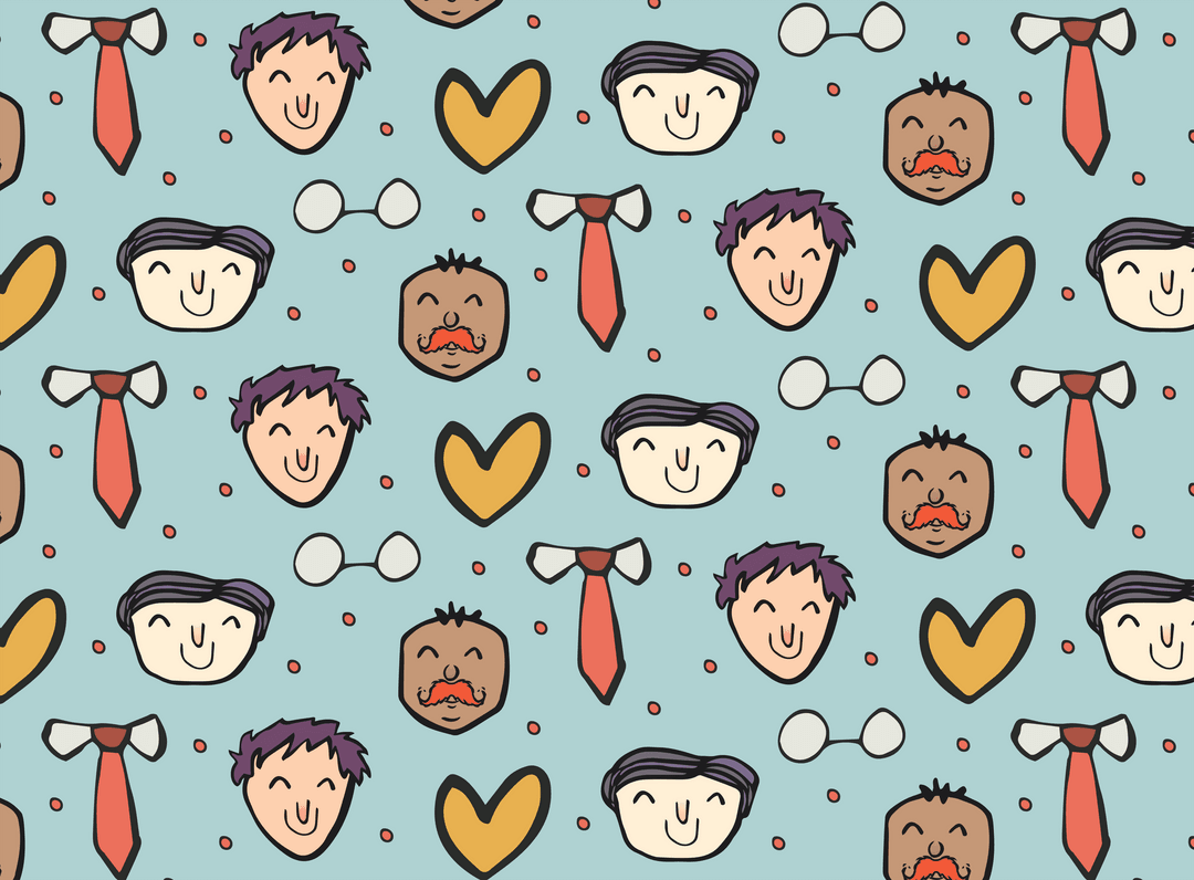 Transparent Father's Day Pattern with Cartoon Characters