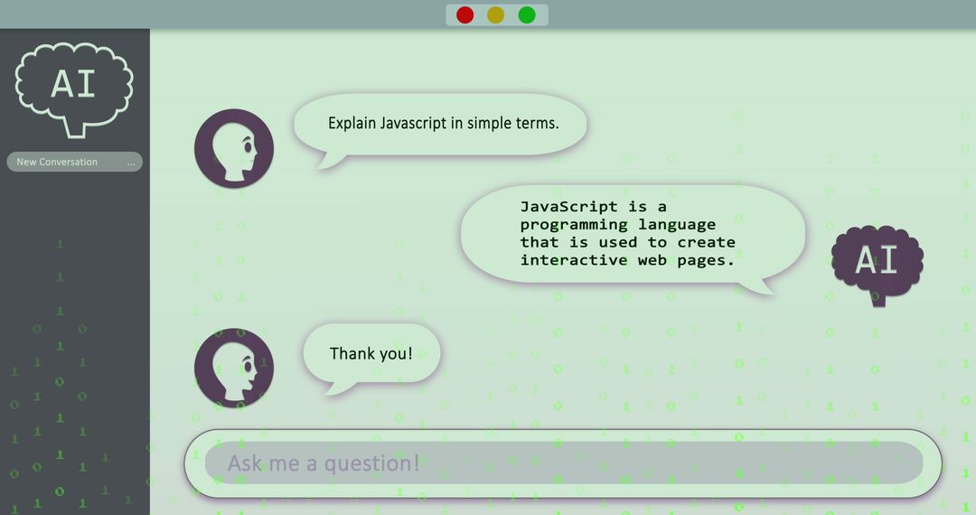 AI Chat Interface Explaining JavaScript Basics - Free Images, Stock Photos and Pictures on Pikwizard.com