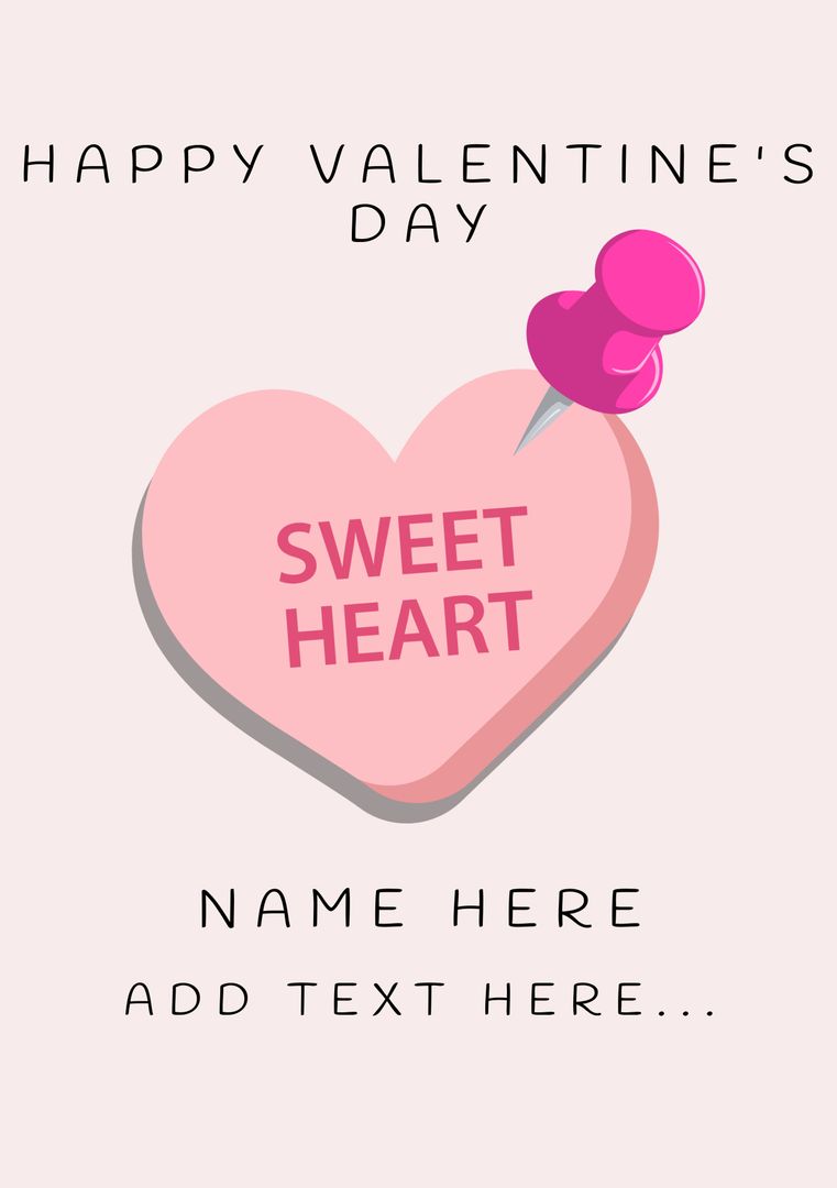 Customizable Pink Heart Valentine's Day Template with Text Options