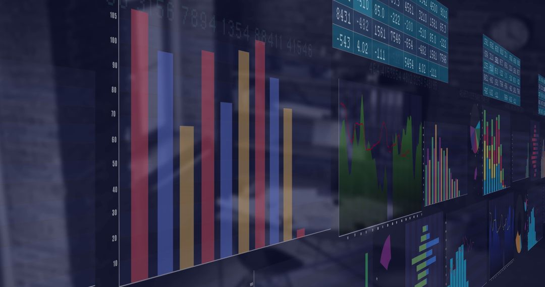 digital interface displaying statistical data in modern office - Free Images, Stock Photos and Pictures on Pikwizard.com