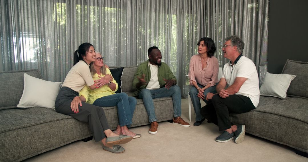 Diverse Group Therapy Session Encouraging Conversation