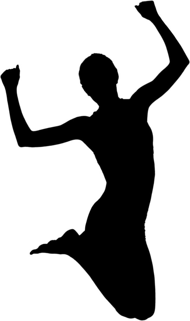 Silhouette of Passionate Athlete Jumping With Arms Raised