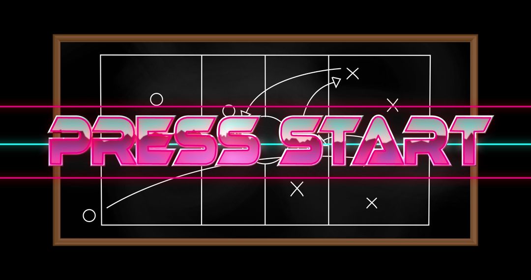 Retro Gaming Vibe Press Start Text on Tactical Board
