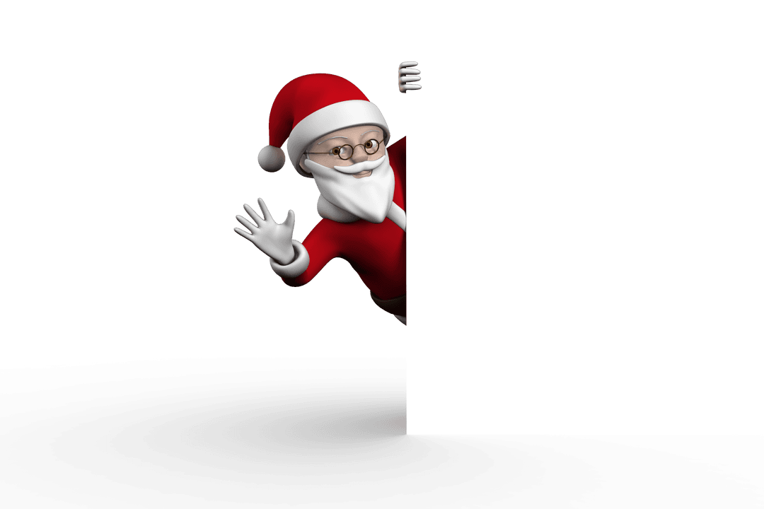 Transparent Cartoon Santa Claus Waving Cheerfully