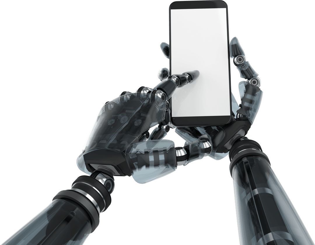 Robotic Hands Holding Smartphone Transparent Background