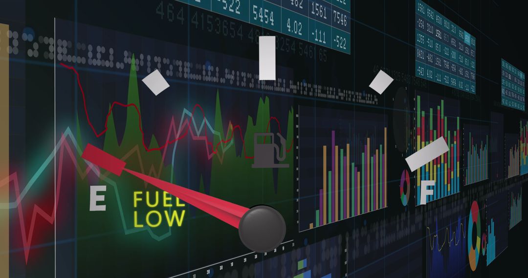Futuristic Dashboard with Fuel Gauge and Data Visualization