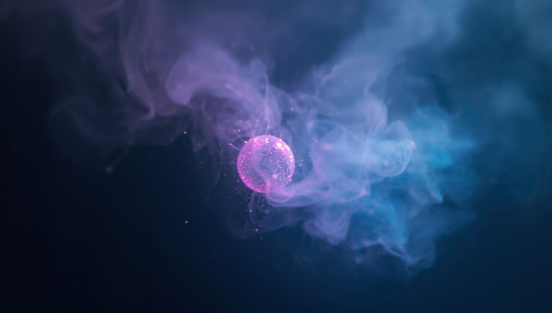 Magical Pink Orb with Swirling Smoke in Digital Space