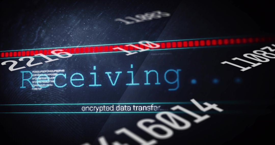 Receiving Encrypted Data Transfer on Futuristic Holographic Interface with Red Bar HUD