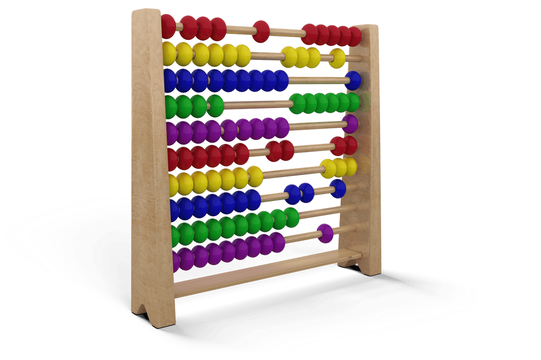 Colorful Abacus on Transparent Background for Mathematics Education