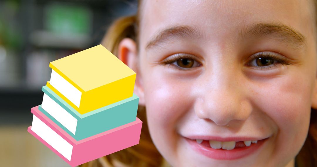 Happy Schoolboy with Floating Books Illustrating Joy of Reading