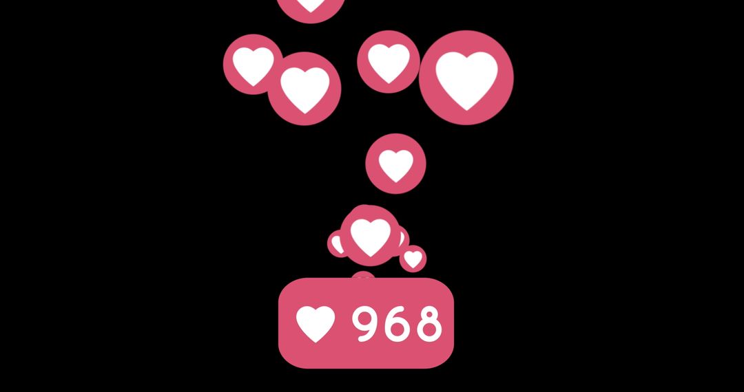 Heart Icon with LikCounts in Motion on Black Background