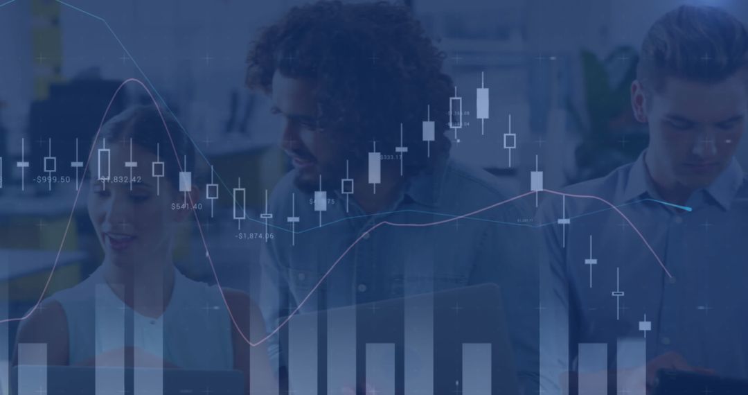 Young Professionals Analyzing Financial Charts with Technology