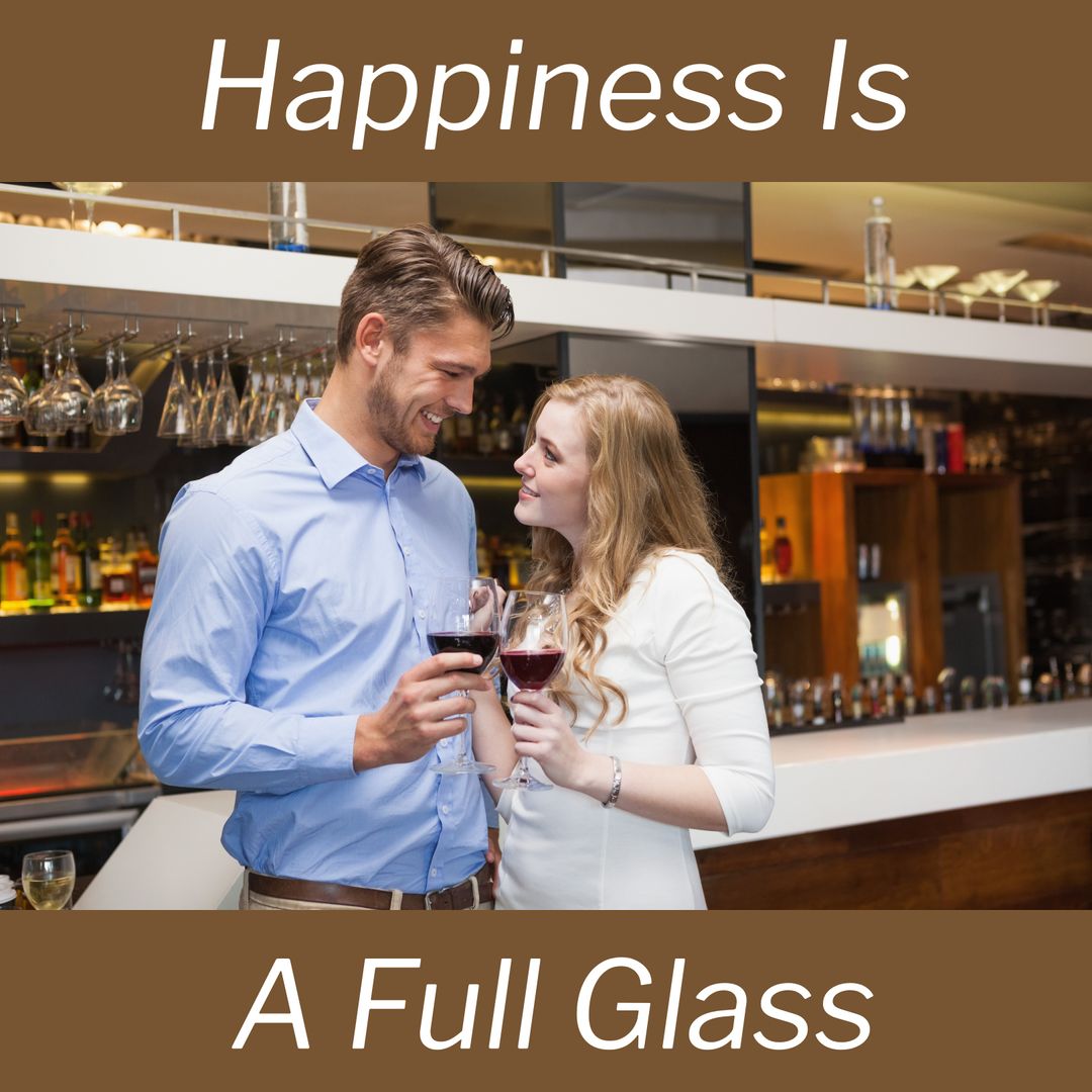 Joyful Couple Enjoying Wine in a Modern Bar Setting