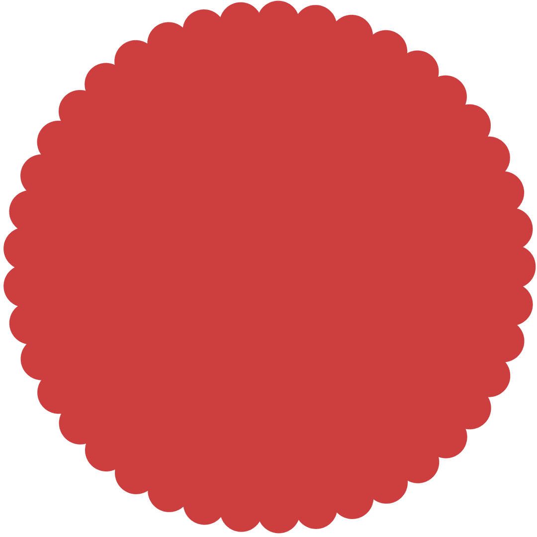 Large Red Jagged Circle on Transparent Background