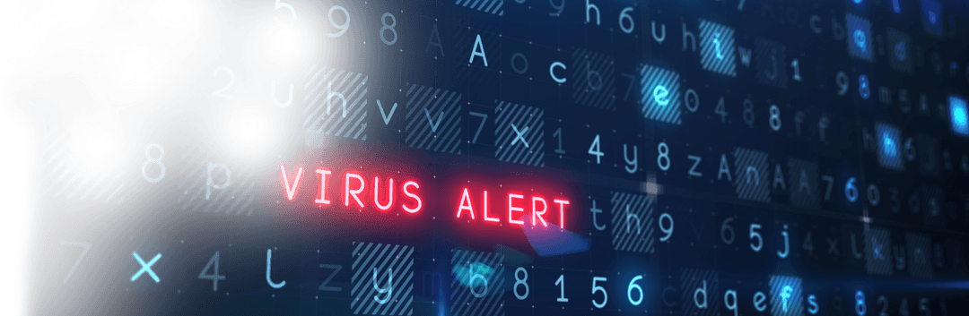 Digital Virus Alert Notification on Transparent Background
