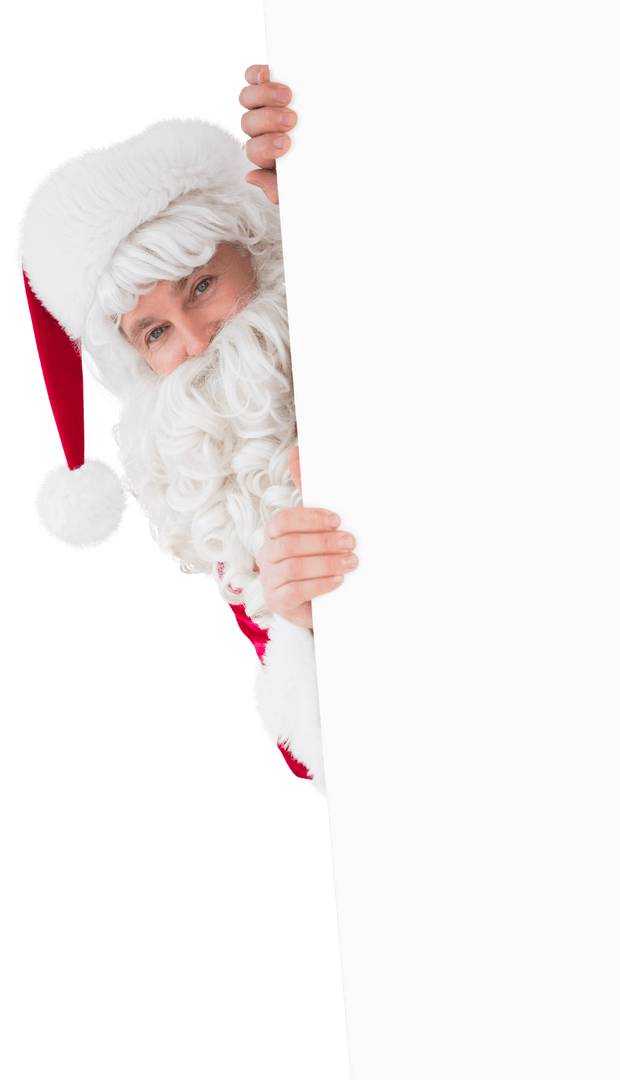 Transparent Background Santa Claus Holding Blank Sign