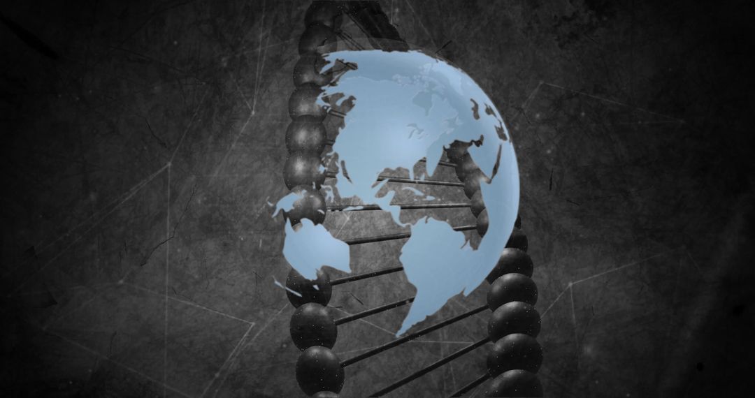 DNA Strand Intersecting Earth Visualization: Biotech Breakthrough