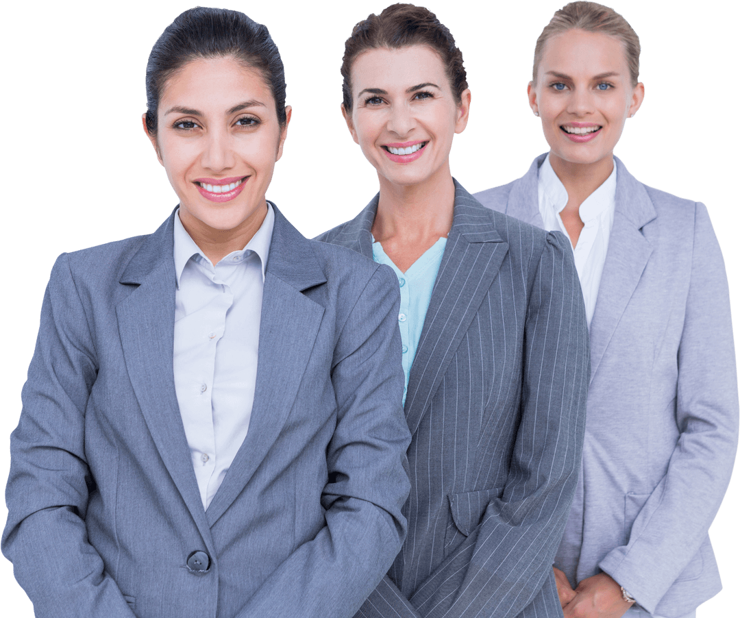 Transparent Businesswomen Team Smiling in Formal Attire