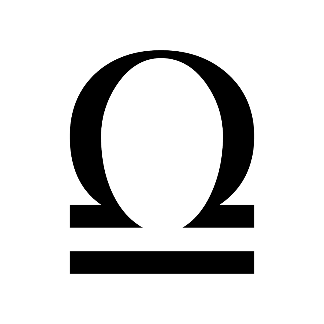 Omega Letter with Transparent Background Vector Illustration