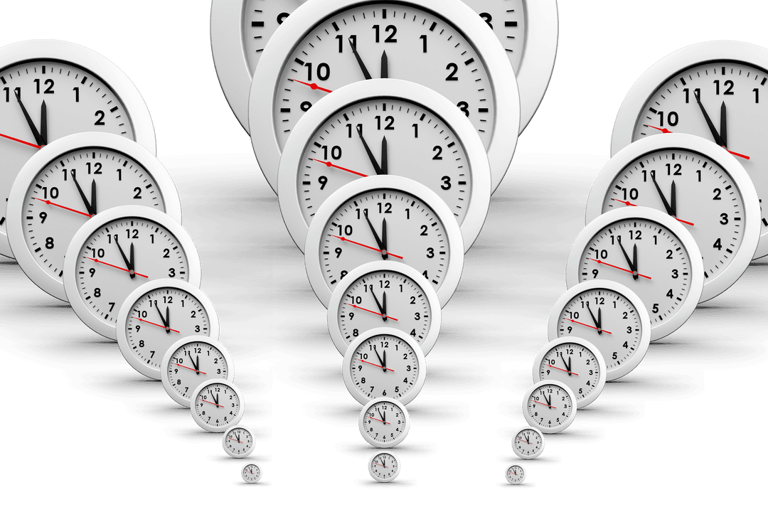 Abstract Transparent Clock Spirals Illustrating Time Concept