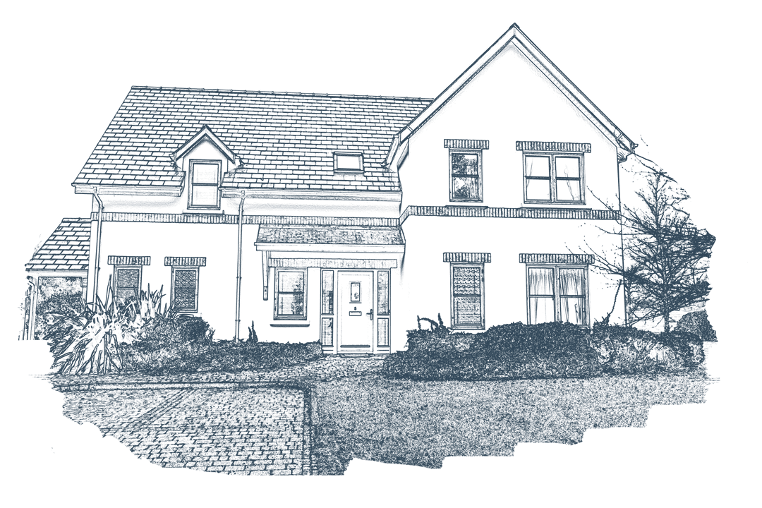 Digital Illustration of House and Garden on Transparent Background