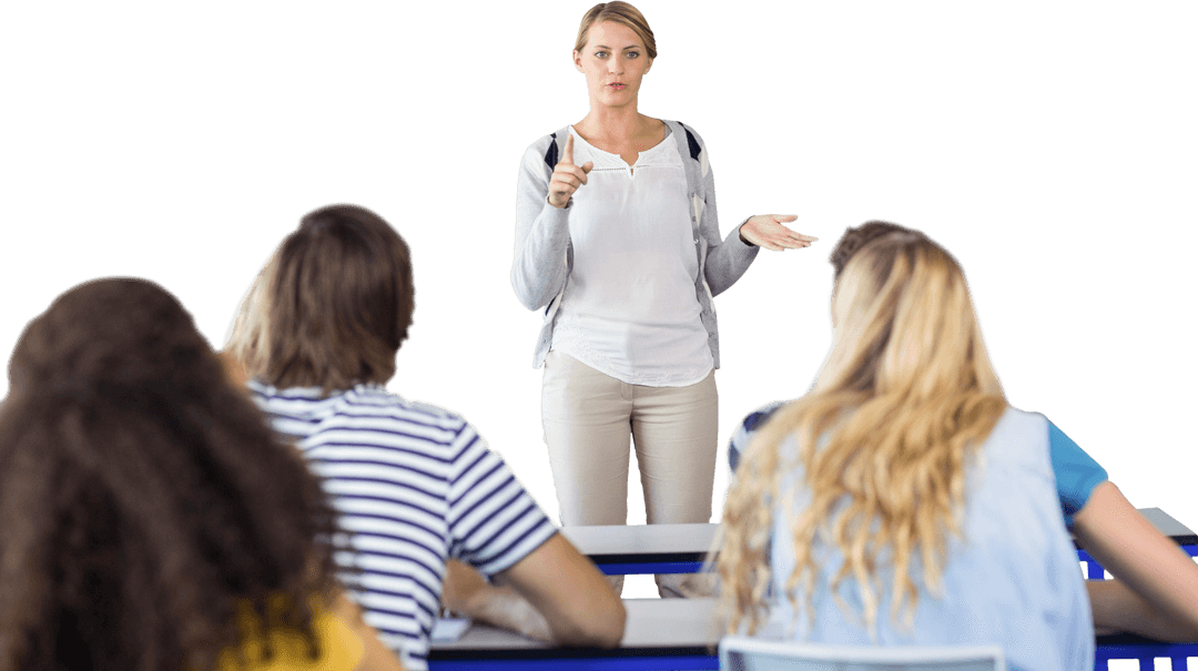 Transparent Background Teacher Instructing Engaged Students