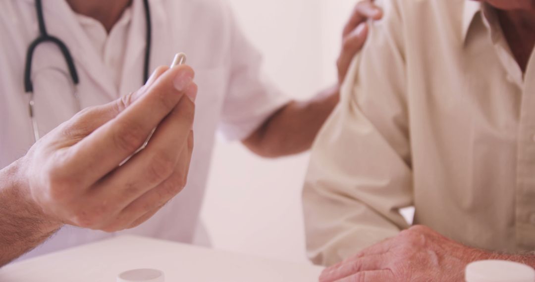 Doctor Giving Elderly Patient Medication in Healthcare Setting - Free Images, Stock Photos and Pictures on Pikwizard.com