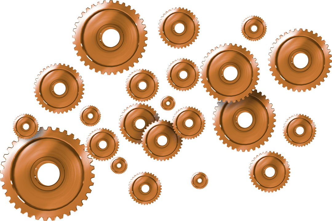 Golden Gears Illustration on Transparent Background