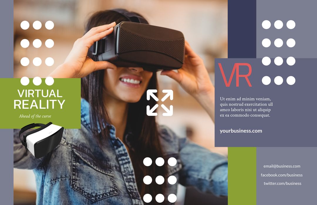 Woman Immersed in Virtual Reality with Headset