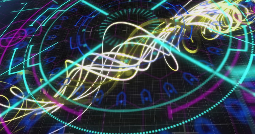 Futuristic Data Visualization with Technology Interface Overlay