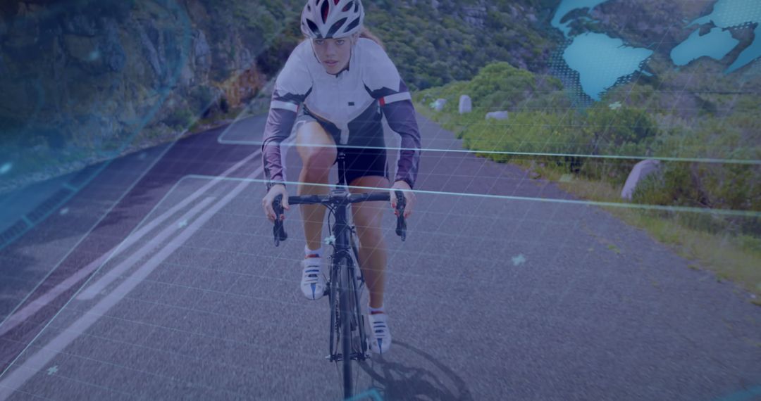 Tech-Savvy Cyclist Tracking Performance on Mountain Road - Free Images, Stock Photos and Pictures on Pikwizard.com