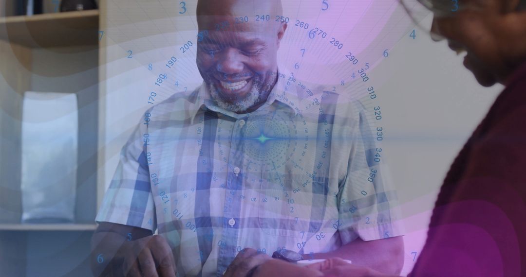 Professional Tech Collaboration with Digital Innovation Overlay