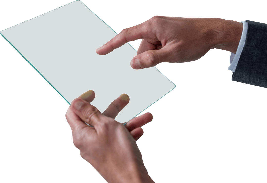 Businessman Using Transparent Futuristic Glass Interface